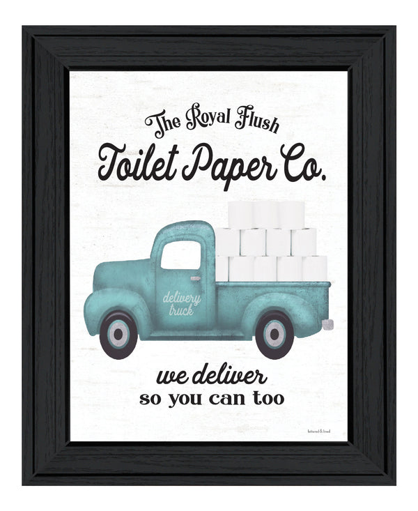 Homeroots Toilet Paper Co Black Framed Print - Rustic Wall Art For Modern Farmhouse Bathroom Decor 19"X15"  Wood 530084