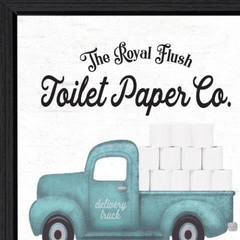 Homeroots Toilet Paper Co Black Framed Print - Rustic Wall Art For Modern Farmhouse Bathroom Decor 19"X15"  Wood 530084