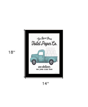 Homeroots Toilet Paper Co Stylish Framed Print Wall Art For Modern Farmhouse Bathroom Decor - 18x14 Inches Black Wood 530085