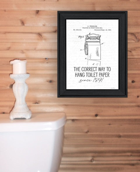 Homeroots Correct Way To Hang Toilet Paper Framed Wall Art - Rustic Black Print For Modern Bathroom Decor  Wood 530088
