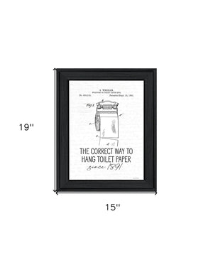 Homeroots Correct Way To Hang Toilet Paper Framed Wall Art - Rustic Black Print For Modern Bathroom Decor  Wood 530088