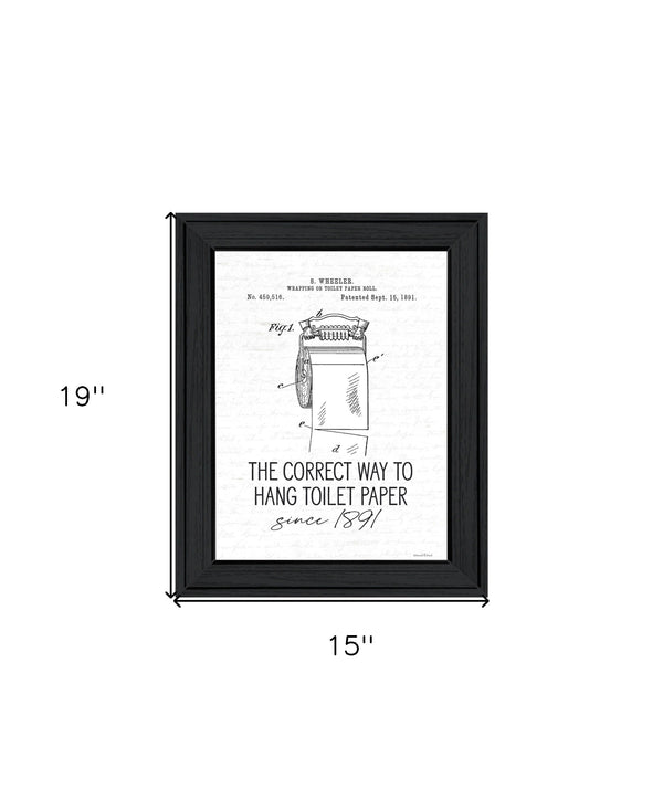 Homeroots Correct Way To Hang Toilet Paper Framed Wall Art - Rustic Black Print For Modern Bathroom Decor  Wood 530088