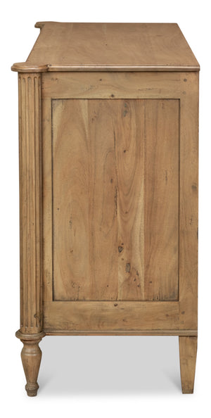 Sarreid Chamberlain Chest Of Drawers - Solid Acacia With Driftwood Finish & Elegant Brass Hardware Tan  53008