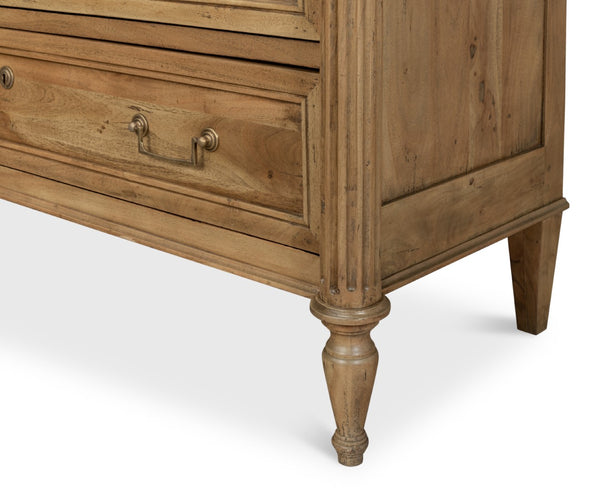Sarreid Chamberlain Chest Of Drawers - Solid Acacia With Driftwood Finish & Elegant Brass Hardware Tan  53008