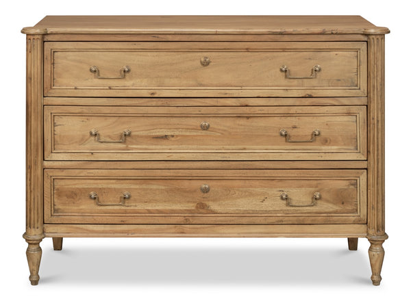 Sarreid Chamberlain Chest Of Drawers - Solid Acacia With Driftwood Finish & Elegant Brass Hardware Tan  53008