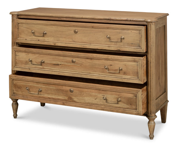 Sarreid Chamberlain Chest Of Drawers - Solid Acacia With Driftwood Finish & Elegant Brass Hardware Tan  53008