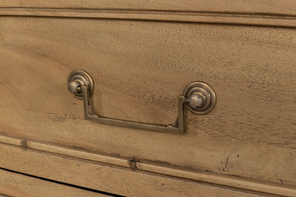 Sarreid Chamberlain Chest Of Drawers - Solid Acacia With Driftwood Finish & Elegant Brass Hardware Tan  53008