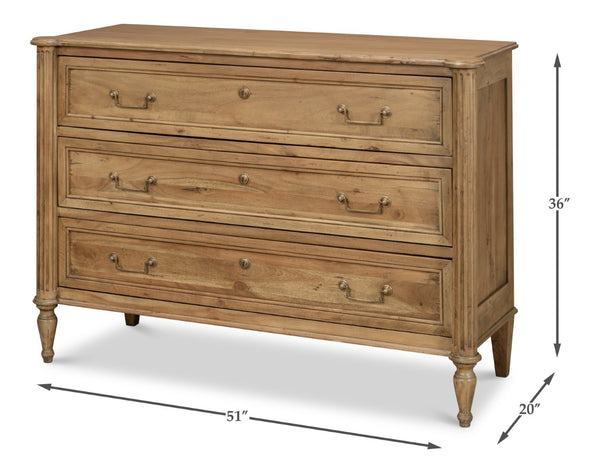 Sarreid Chamberlain Chest Of Drawers - Solid Acacia With Driftwood Finish & Elegant Brass Hardware Tan  53008