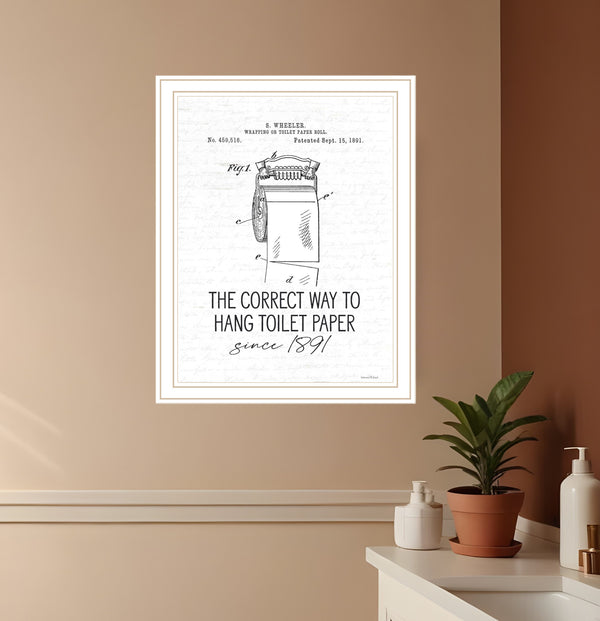 Homeroots Correct Way To Hang Toilet Paper Decorative Wall Art - Rustic Farmhouse Style For Your Bathroom White Wood 530091