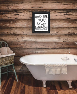 Homeroots Kids Black Framed Print - Trendy Bathroom Wall Art For Stylish Decor In Rustic Farmhouse Vibe  Wood 530096