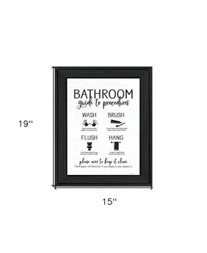 Homeroots Bathroom Guide Black Framed Print Art - Rustic Chic Wall Decor For Modern Farmhouse Style Spaces  Wood 530100