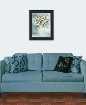 Homeroots White Blooms Decorative Black Framed Print Wall Art For Rustic Modern Farmhouse Home Decor  Wood 530118