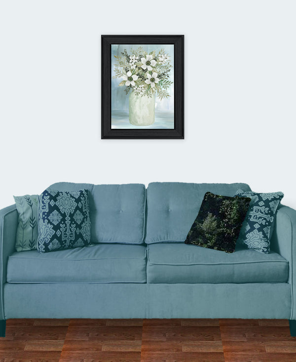 Homeroots White Blooms Decorative Black Framed Print Wall Art For Rustic Modern Farmhouse Home Decor  Wood 530118