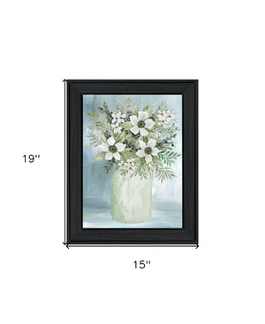 Homeroots White Blooms Decorative Black Framed Print Wall Art For Rustic Modern Farmhouse Home Decor  Wood 530118