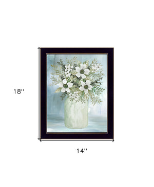 Homeroots White Blooms Rustic Framed Print Wall Art - Chic Decorative Accent For Modern Farmhouse Decor Black Wood 530119