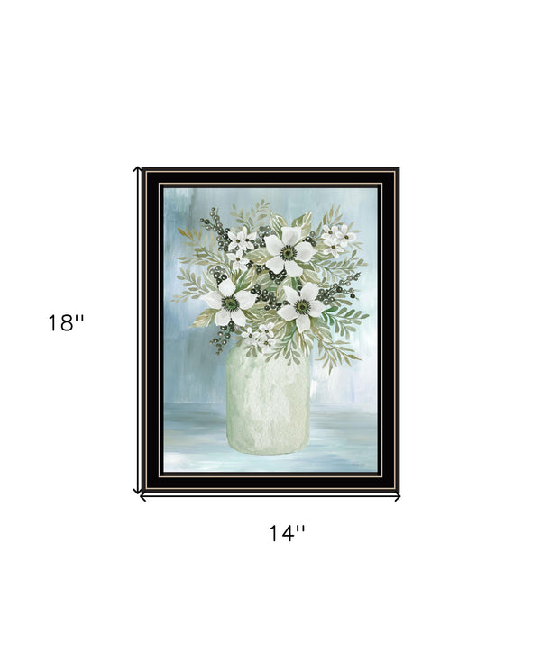 Homeroots White Blooms Rustic Framed Print Wall Art - Chic Decorative Accent For Modern Farmhouse Decor Black And Gold Wood 530120