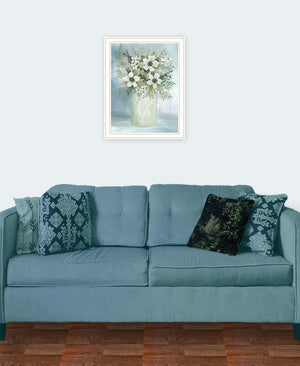 Homeroots White Blooms Rustic Framed Print Wall Art - Chic Decorative Accent For Modern Farmhouse Decor White Wood 530121