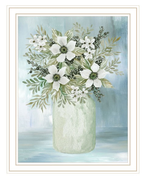 Homeroots White Blooms Rustic Framed Print Wall Art - Chic Decorative Accent For Modern Farmhouse Decor White Wood 530121