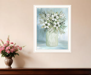 Homeroots White Blooms Rustic Framed Print Wall Art - Chic Decorative Accent For Modern Farmhouse Decor White Wood 530121