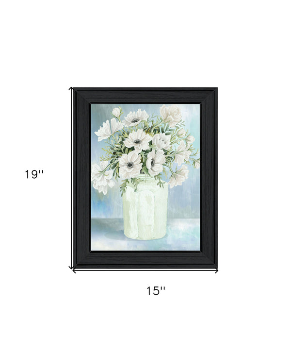 Homeroots White Blooms Decorative Black Framed Print Wall Art For Rustic Modern Farmhouse Home Decor  Wood 530122