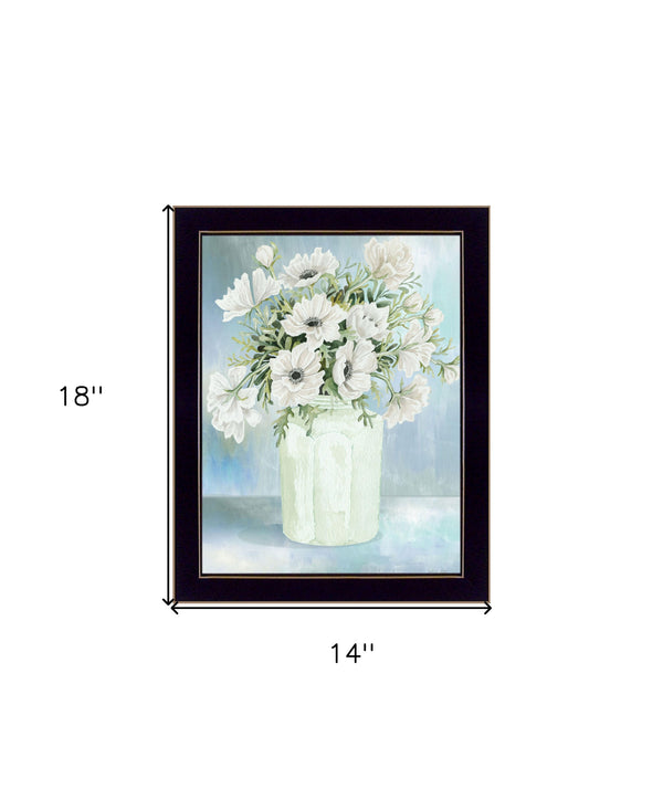 Homeroots White Blooms Rustic Framed Print Wall Art - Stylish Home Decor For Modern Farmhouse Aesthetic Black Wood 530123
