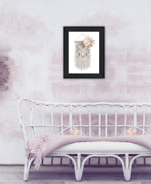 Homeroots Bohemian Macrame Wall Art - Stylish Black Framed Print For Rustic Modern Home Decor, 19” X 15”  Wood 530126