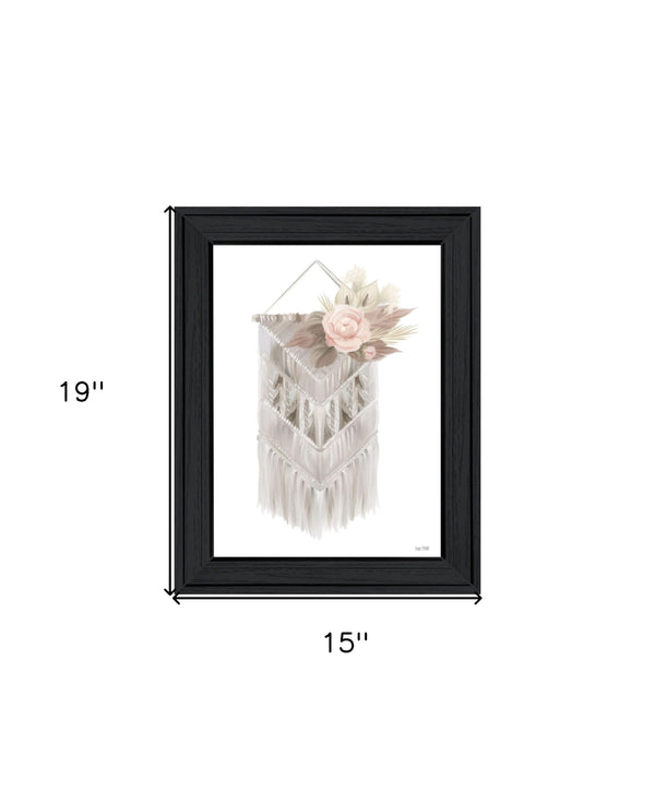 Homeroots Bohemian Macrame Wall Art - Stylish Black Framed Print For Rustic Modern Home Decor, 19” X 15”  Wood 530126