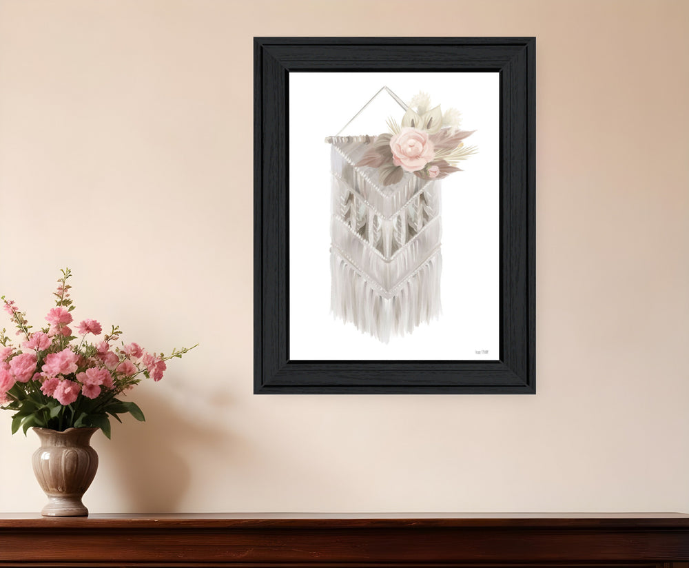 Homeroots Bohemian Macrame Wall Art - Stylish Black Framed Print For Rustic Modern Home Decor, 19” X 15”  Wood 530126