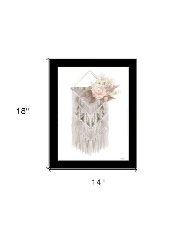 Homeroots Bohemian Macrame Wall Art Print - Rustic Farmhouse Decor For A Modern And Stylish Home Focal Point Black Wood 530127