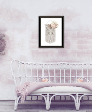 Homeroots Bohemian Macrame Wall Art Print - Rustic Farmhouse Decor For A Modern And Stylish Home Focal Point Black And Gold Wood 530128