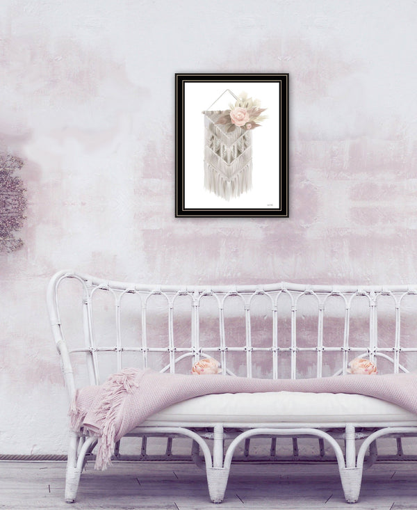 Homeroots Bohemian Macrame Wall Art Print - Rustic Farmhouse Decor For A Modern And Stylish Home Focal Point Black And Gold Wood 530128