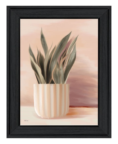 Homeroots Striped Bohemian Plant Black Framed Print Wall Art - Chic Decor For Modern Farmhouse Spaces!  Wood 530130