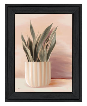 Homeroots Striped Bohemian Plant Black Framed Print Wall Art - Chic Decor For Modern Farmhouse Spaces!  Wood 530130