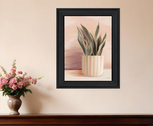 Homeroots Striped Bohemian Plant Black Framed Print Wall Art - Chic Decor For Modern Farmhouse Spaces!  Wood 530130
