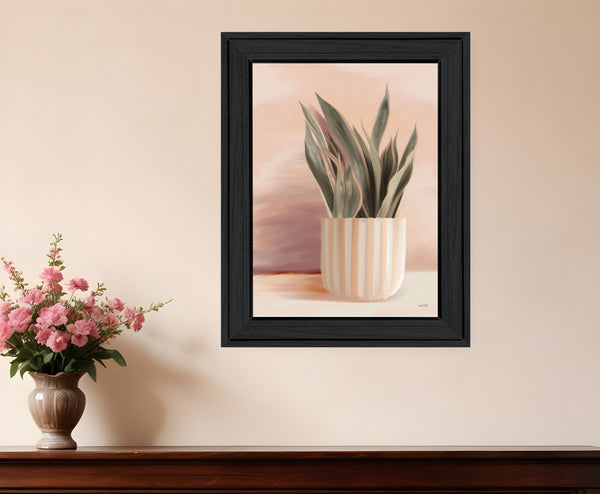 Homeroots Striped Bohemian Plant Black Framed Print Wall Art - Chic Decor For Modern Farmhouse Spaces!  Wood 530130