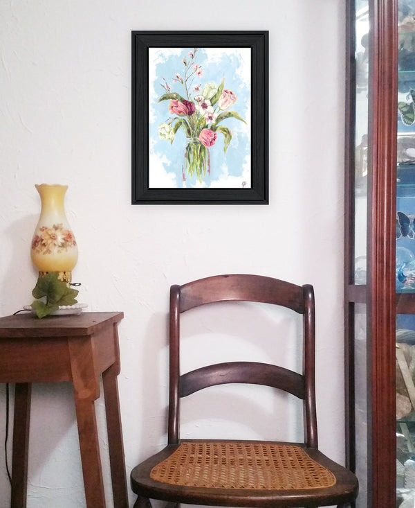 Homeroots Flourish Black Framed Print Wall Art - Stylish Rustic Decor For Modern Farmhouse Aesthetic 19x15"  Wood 530134