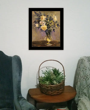 Homeroots Evening Vase Decorative Wall Art Print - Rustic Modern Framed Accent For Stylish Home Decor Black Wood 530147