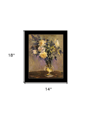 Homeroots Evening Vase Decorative Wall Art Print - Rustic Modern Framed Accent For Stylish Home Decor Black Wood 530147
