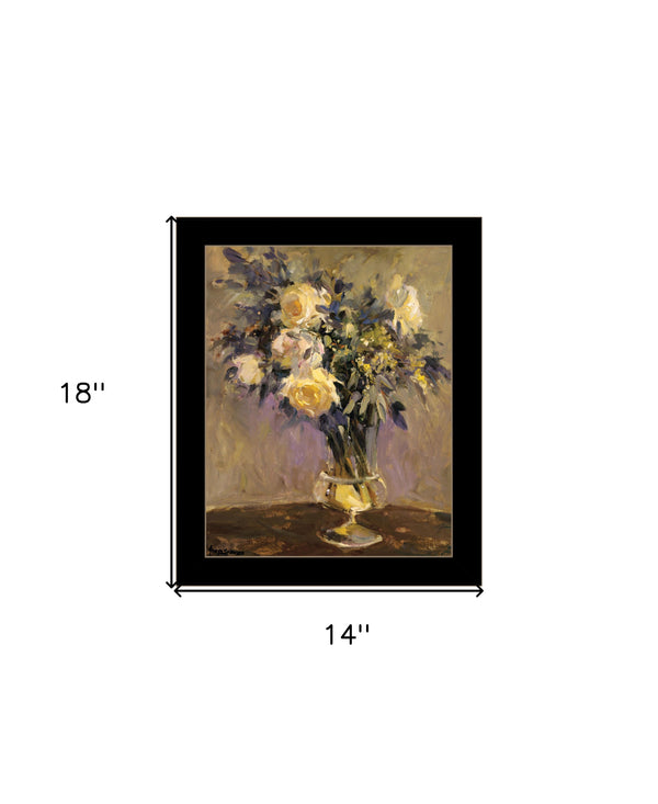 Homeroots Evening Vase Decorative Wall Art Print - Rustic Modern Framed Accent For Stylish Home Decor Black Wood 530147