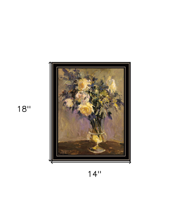 Homeroots Evening Vase Decorative Wall Art Print - Rustic Modern Framed Accent For Stylish Home Decor Black And Gold Wood 530148