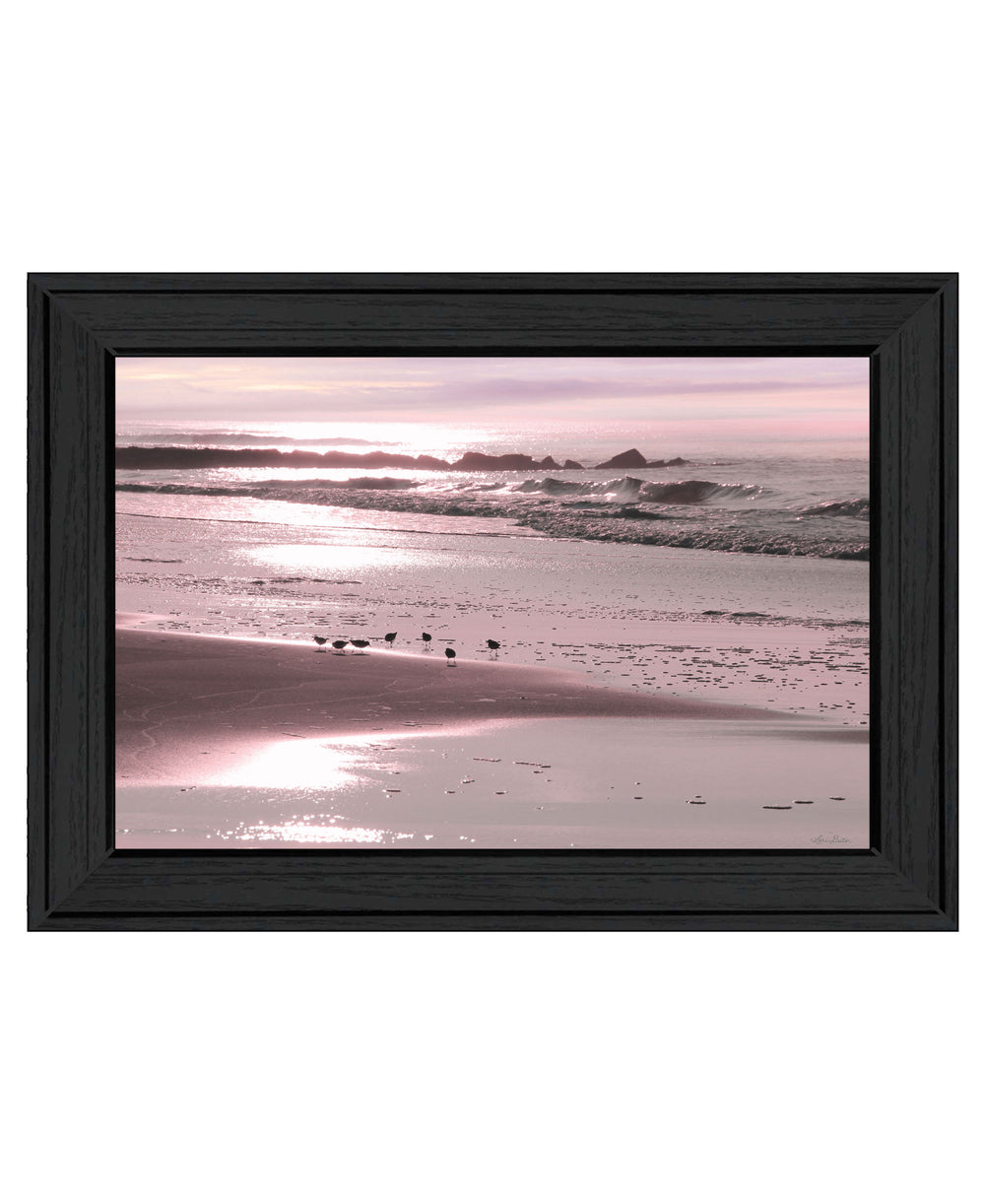 Homeroots Breakfast On The Beach Black Framed Print Wall Art  Wood 530166