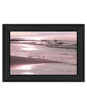 Homeroots Breakfast On The Beach Black Framed Print Wall Art  Wood 530166