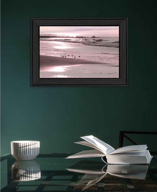 Homeroots Breakfast On The Beach Black Framed Print Wall Art  Wood 530166