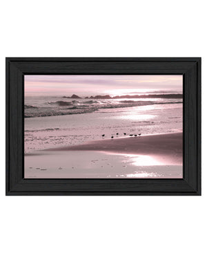 Homeroots Breakfast On The Beach Black Framed Print Wall Art  Wood 530166