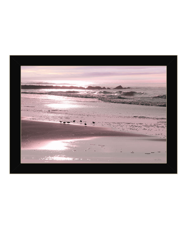 Homeroots Breakfast On The Beach Black Framed Print Wall Art Black Wood 530167