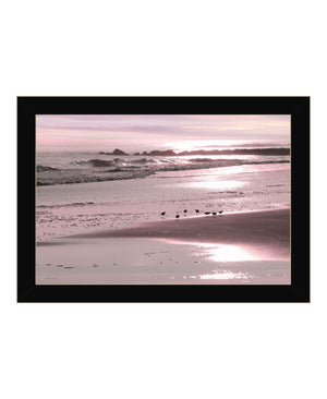 Homeroots Breakfast On The Beach Black Framed Print Wall Art Black Wood 530167