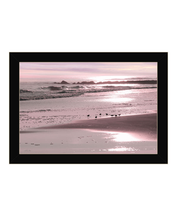 Homeroots Breakfast On The Beach Black Framed Print Wall Art Black Wood 530167