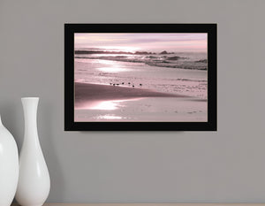 Homeroots Breakfast On The Beach Black Framed Print Wall Art Black Wood 530167
