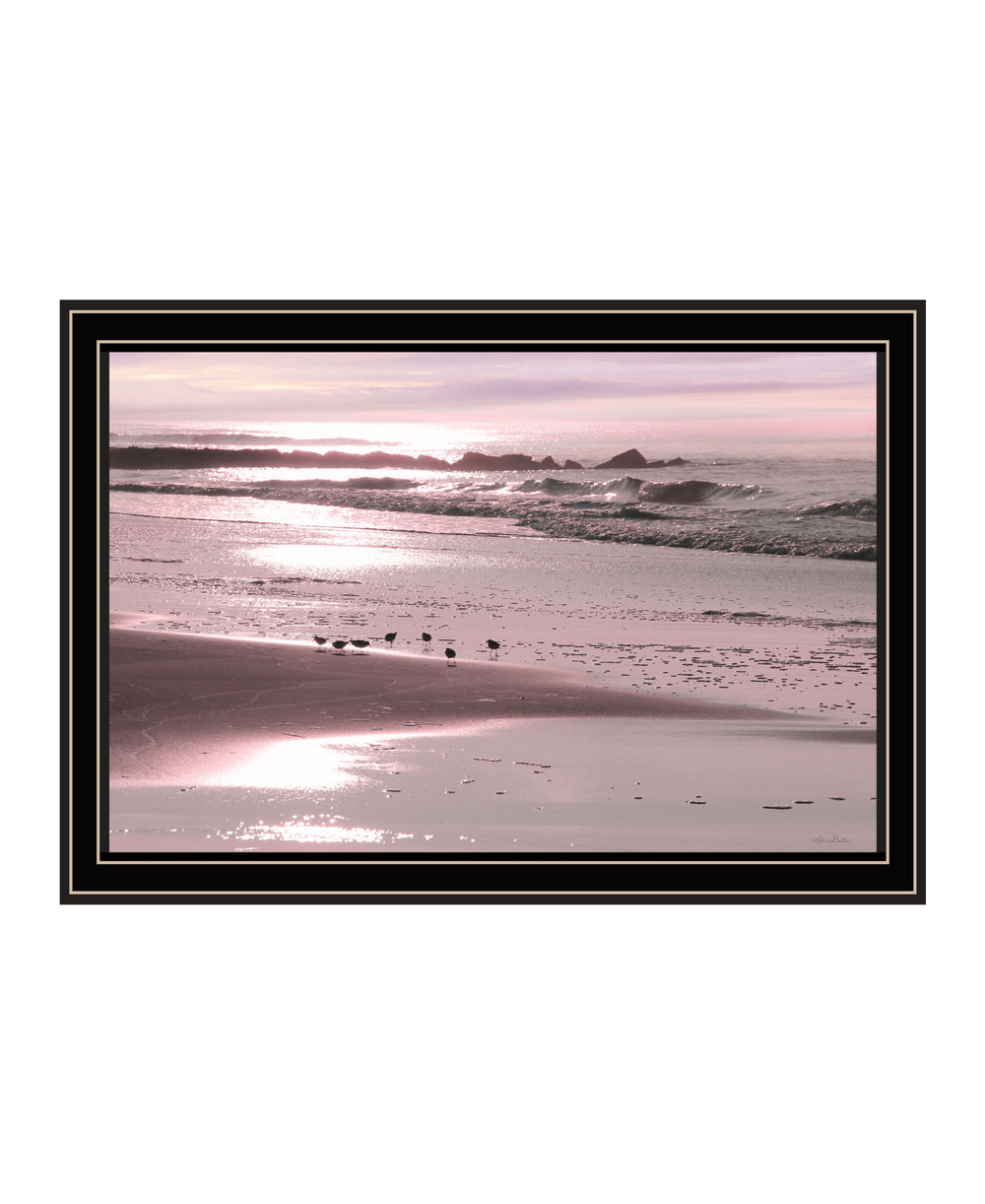 Homeroots Breakfast On The Beach Black Framed Print Wall Art Black And Gold Wood 530168