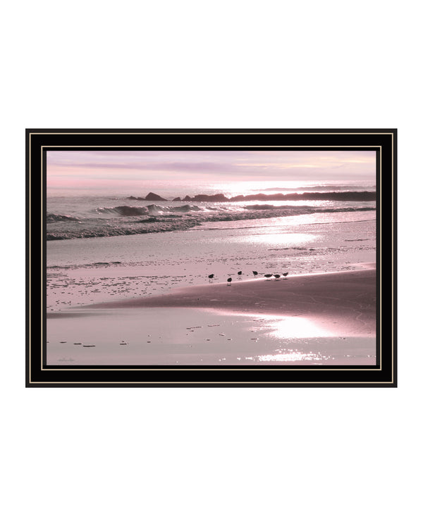 Homeroots Breakfast On The Beach Black Framed Print Wall Art Black And Gold Wood 530168